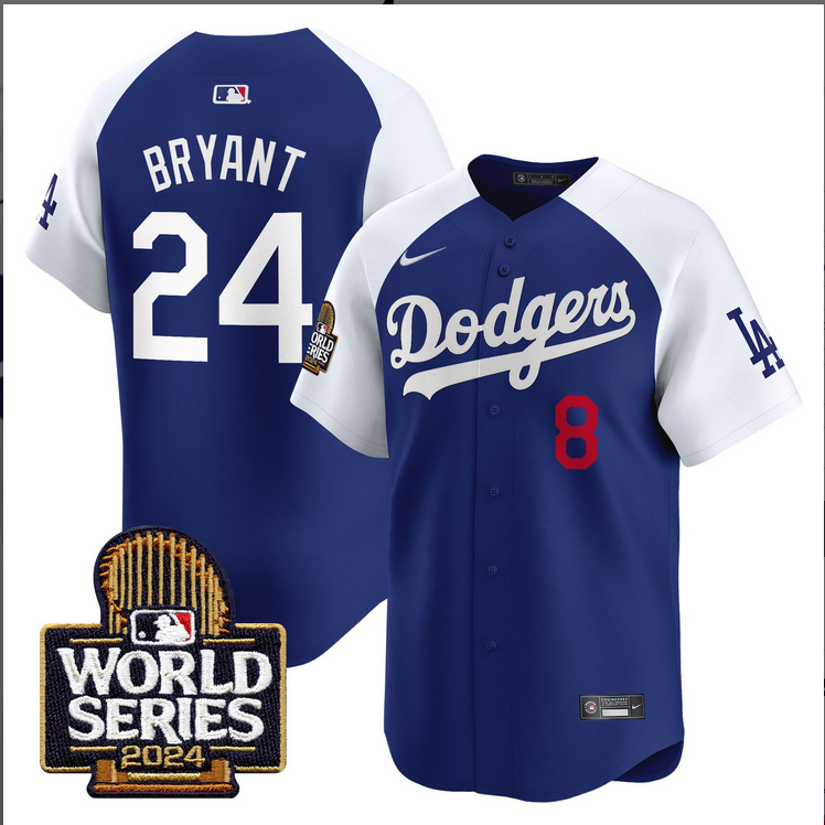 Men MLB Los Angeles Dodgers #24 Bryant blue 2024 World Series Champions Patch Limited Jersey20241105 style 4